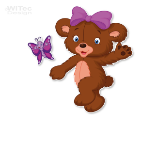 Türaufkleber Teddy Schmetterling Name Kinderzimmer Türtattoo