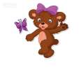 Türaufkleber Teddy Schmetterling Name Kinderzimmer Türtattoo