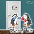 Türaufkleber Pinguin Geschwister Kinderzimmer Türtattoo