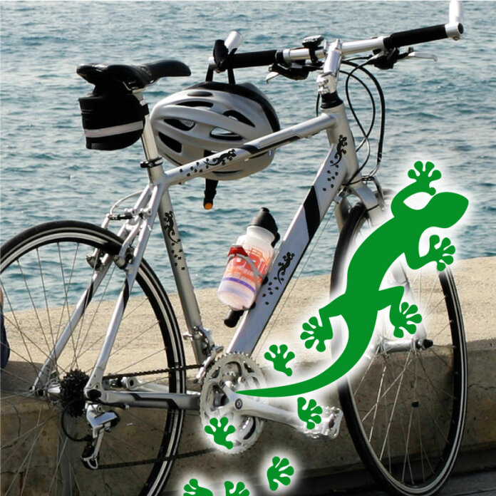 FF006 Fahrradaufkleber Gekko + Pfotenaufkleber Sticker