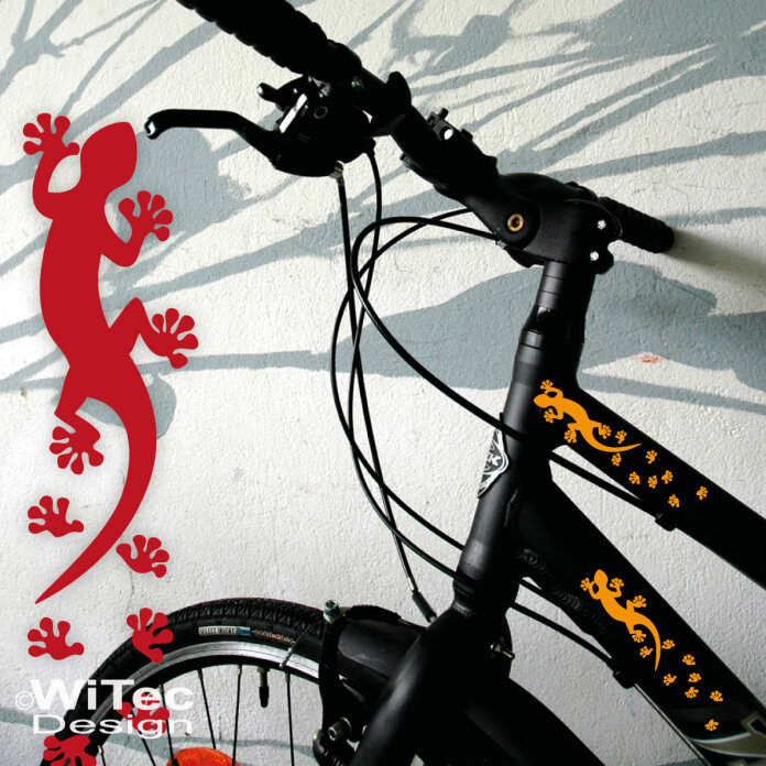 FF006 Fahrradaufkleber Gekko + Pfotenaufkleber Sticker