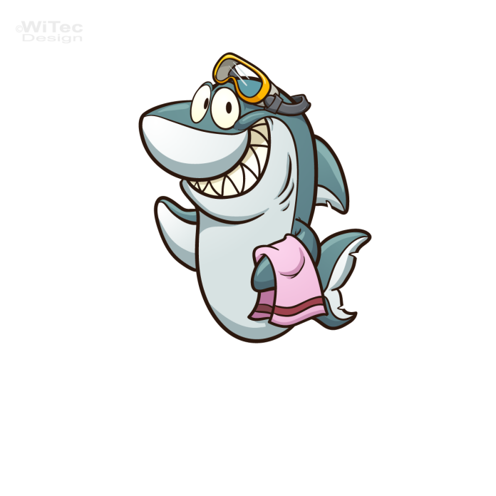 Türaufkleber Hai mit Handtuch und Brille Bad Türtattoo