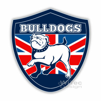 Hundeaufkleber Englische Bulldogge auf Flagge Aufkleber