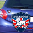 Hundeaufkleber Englische Bulldogge auf Flagge Aufkleber