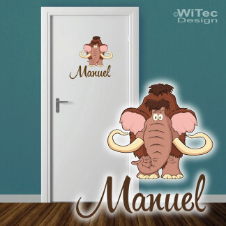 Türaufkleber Mammut Wunschname Kinderzimmer