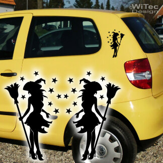 Autoaufkleber Hexe Sterne 2er Set Auto Aukleber Sticker