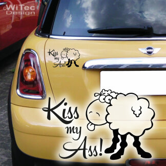 Autoaufkleber Kiss my Ass Schaf Auto Aufkleber