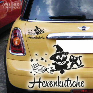 Autoaufkleber Hexe Eule Hexenkutsche Katze Auto Aufkleber