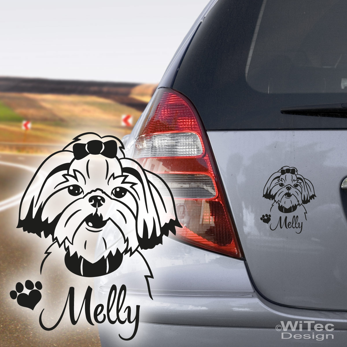 Shih Tzu Hund Aufkleber, 10 Cm Breit, 2 Stück – Glänzendes Vinyl, Leicht Ablösbar – Für Laptop & Auto