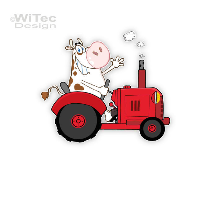 Türaufkleber Traktor mit lustiger Kuh Name Kinderzimmer