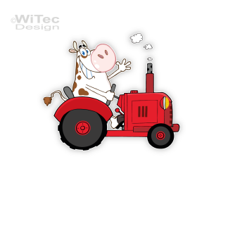 Türaufkleber Traktor mit lustiger Kuh Name Kinderzimmer