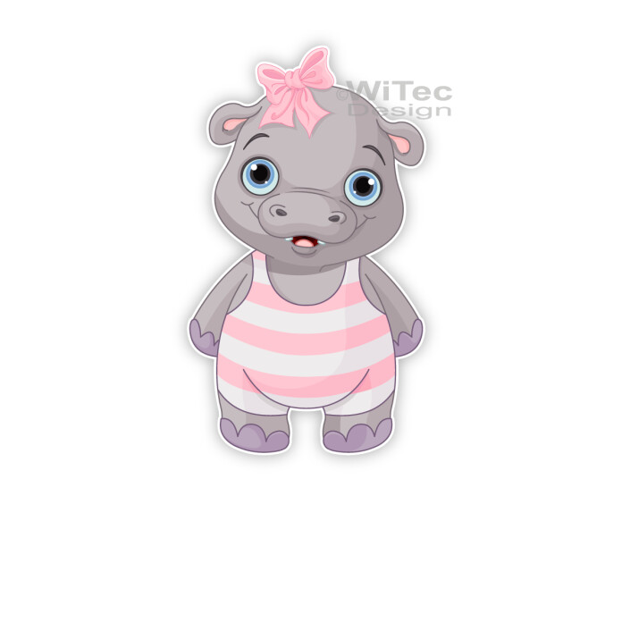 Türaufkleber Hippo Mädchen Wunschname Kinderzimmer