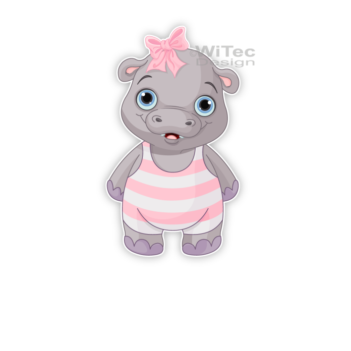 Türaufkleber Hippo Mädchen Wunschname Kinderzimmer