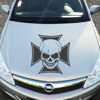 Autoaufkleber Iron Cross Skull Evil Aufkleber Motorhaube