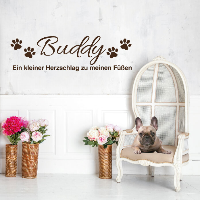 Wandtattoo Hunde Ein kleiner Herzschlag + Name