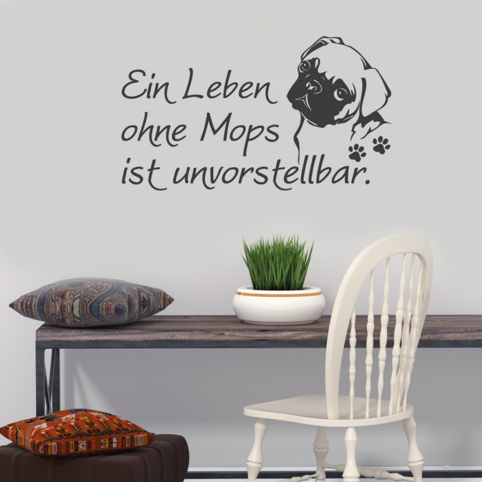 Wandtattoo Mops Pfoten Wandaufkleber Spruch