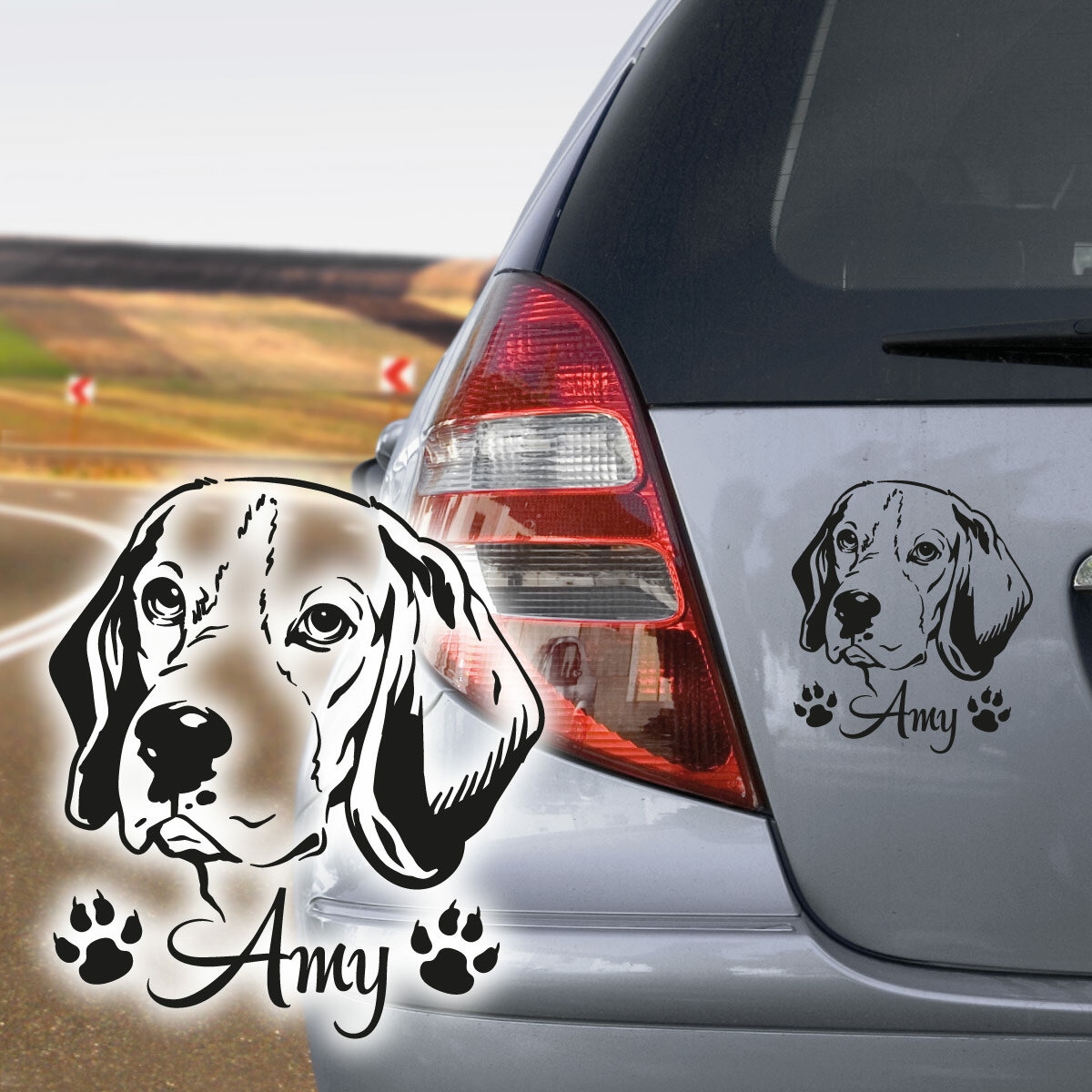 DA 83 I love my Beagle Hund Dog Aufkleber für Auto Autoaufkleber KFZ Sticker