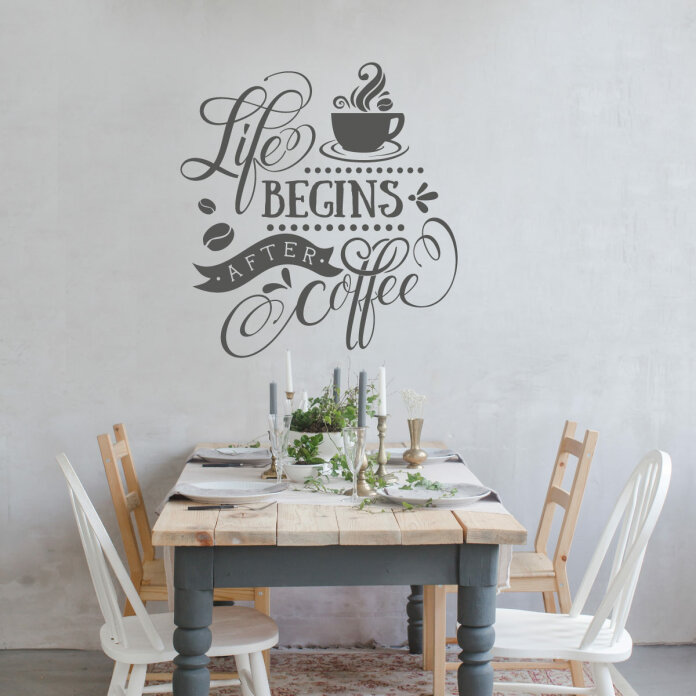Wandtattoo Kaffee Küche Lounge Life begins after coffee Wandtattoo Kaffee Küche Lounge Life begins after coffee