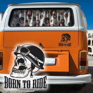 Autoaufkleber Skull Helm Motorradhelm Born to Ride Aufkleber