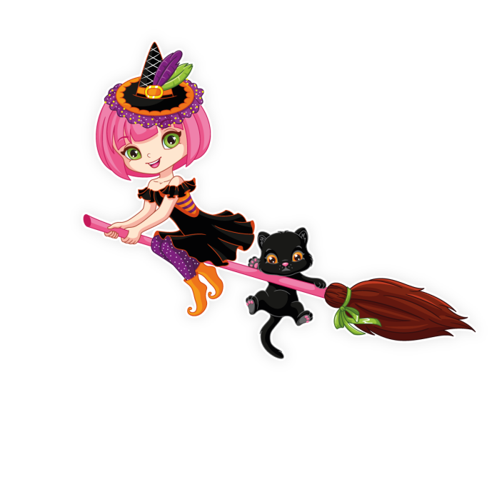 Türaufkleber Hexe Katze Wunschname Kinderzimmer Türtattoo