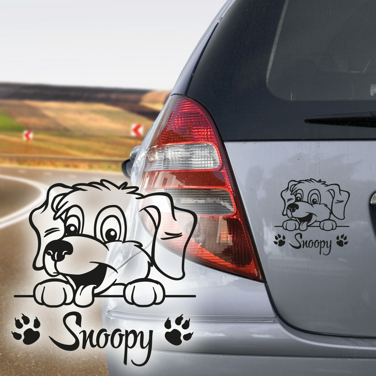 Aufkleber Snoopy mit Herzen, Peanuts, Hund, ideal für Auto