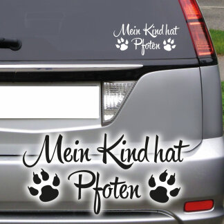 Hundeaufkleber Mein Kind hat Pfoten Autoaufkleber Hunde