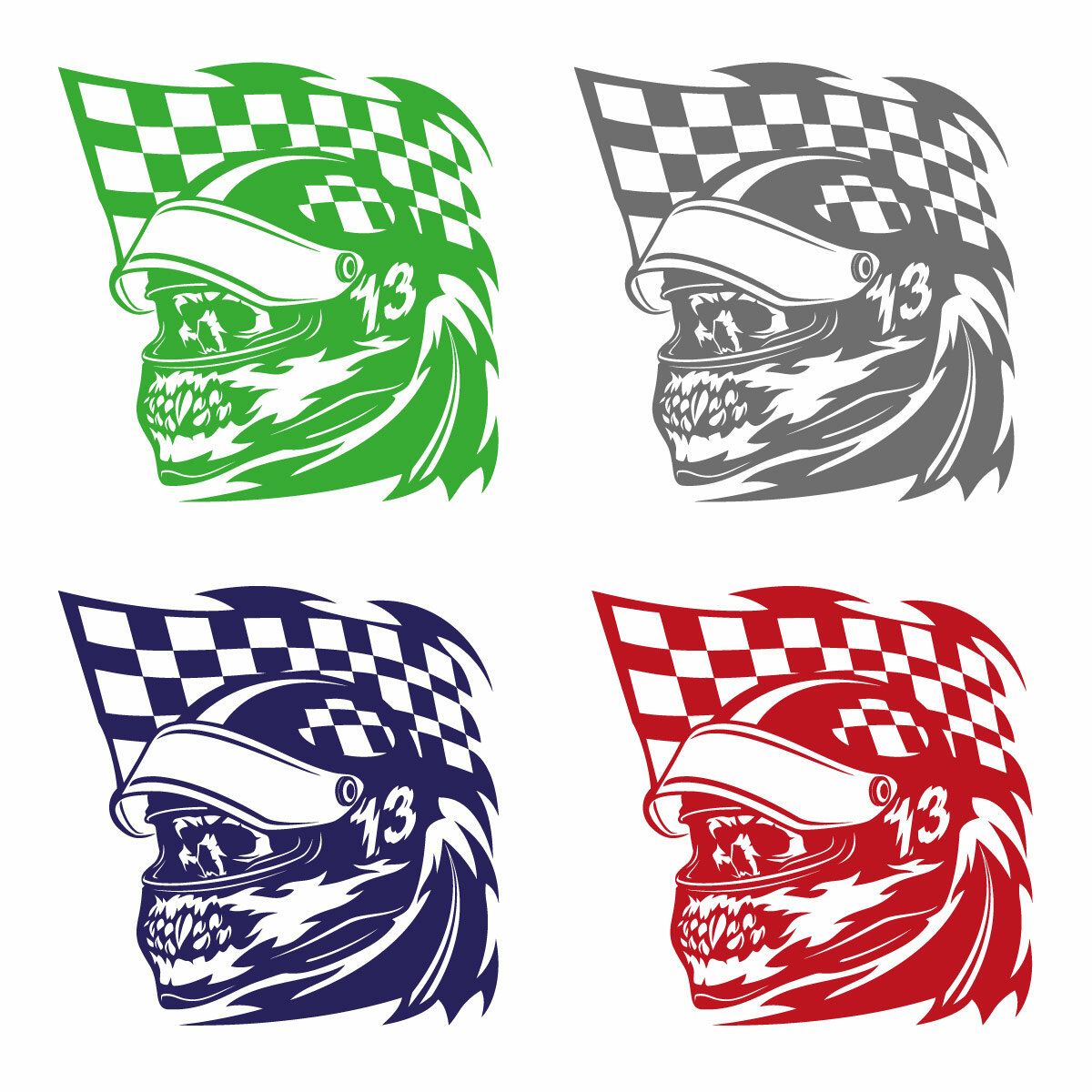 Autoaufkleber Skull Racing Flags Aufkleber Motorhaube