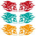 Autoaufkleber Skull Helm Motorradhelm Flames 2er SET Aufkleber