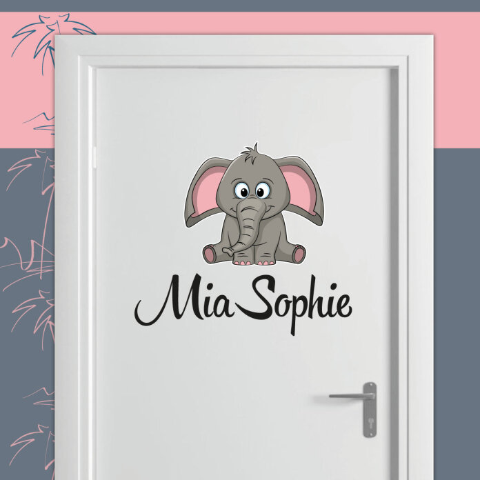 Türaufkleber Kleiner Elefant Name Kinderzimmer Türtattoo