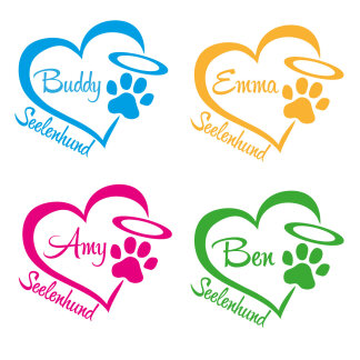 Hundeaufkleber Pfote Herz Seelenhund