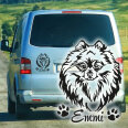 Hundeaufkleber Spitz Zwergspitz Name Pfoten Autoaufkleber