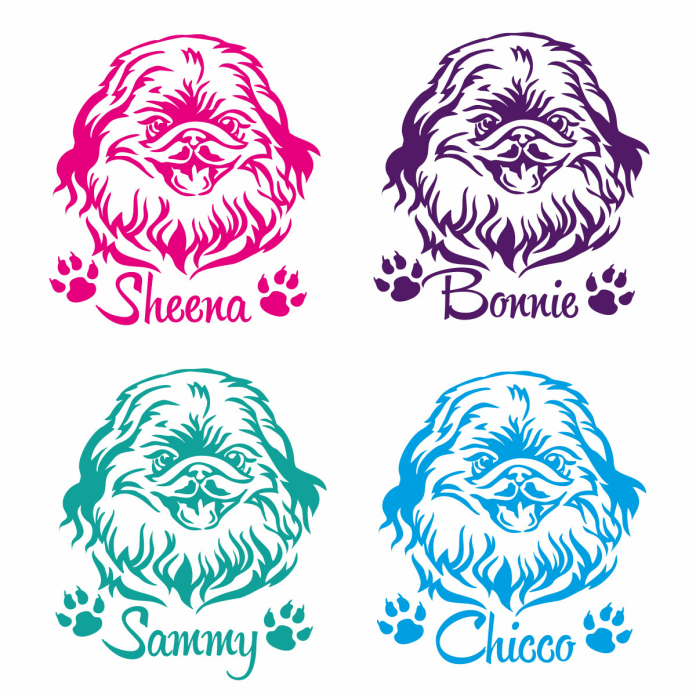 Hundeaufkleber Pekingese Pekinese Name Pfoten Aufkleber