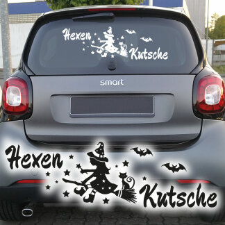 Autoaufkleber Hexe Hexenkutsche Katze Fledermaus Auto...
