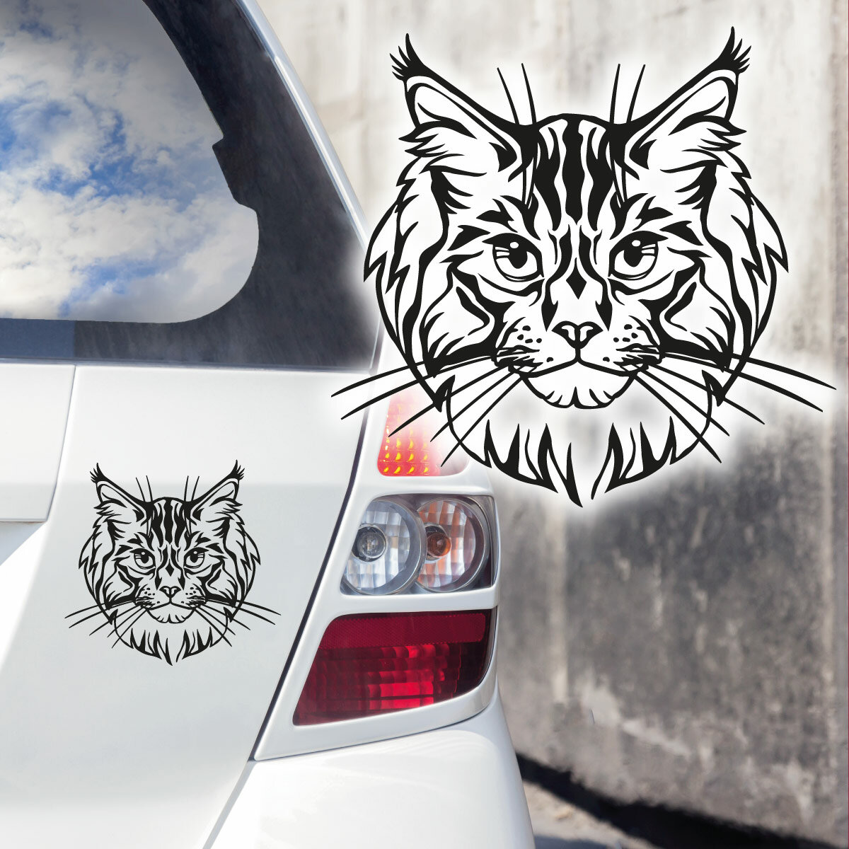 Autoaufkleber Aufkleber Sticker Katzenaufkleber Katze Maine Coon Samtpfote 20cm