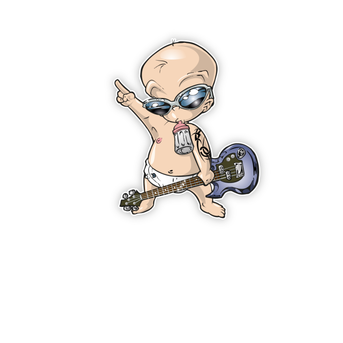 Türaufkleber Baby Rocker Windelrocker Gitarre Name Kinderzimmer