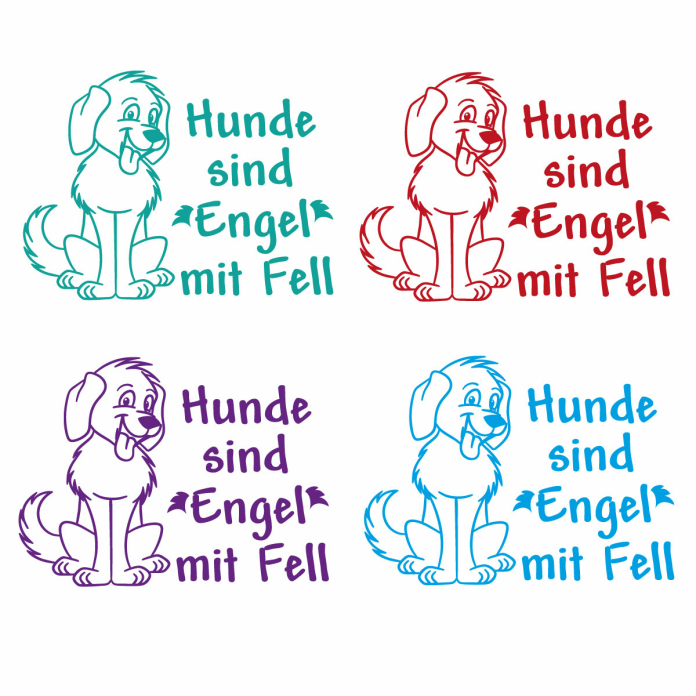 Hunde sind Engel mit Fell Aufkleber Hundeaufkleber