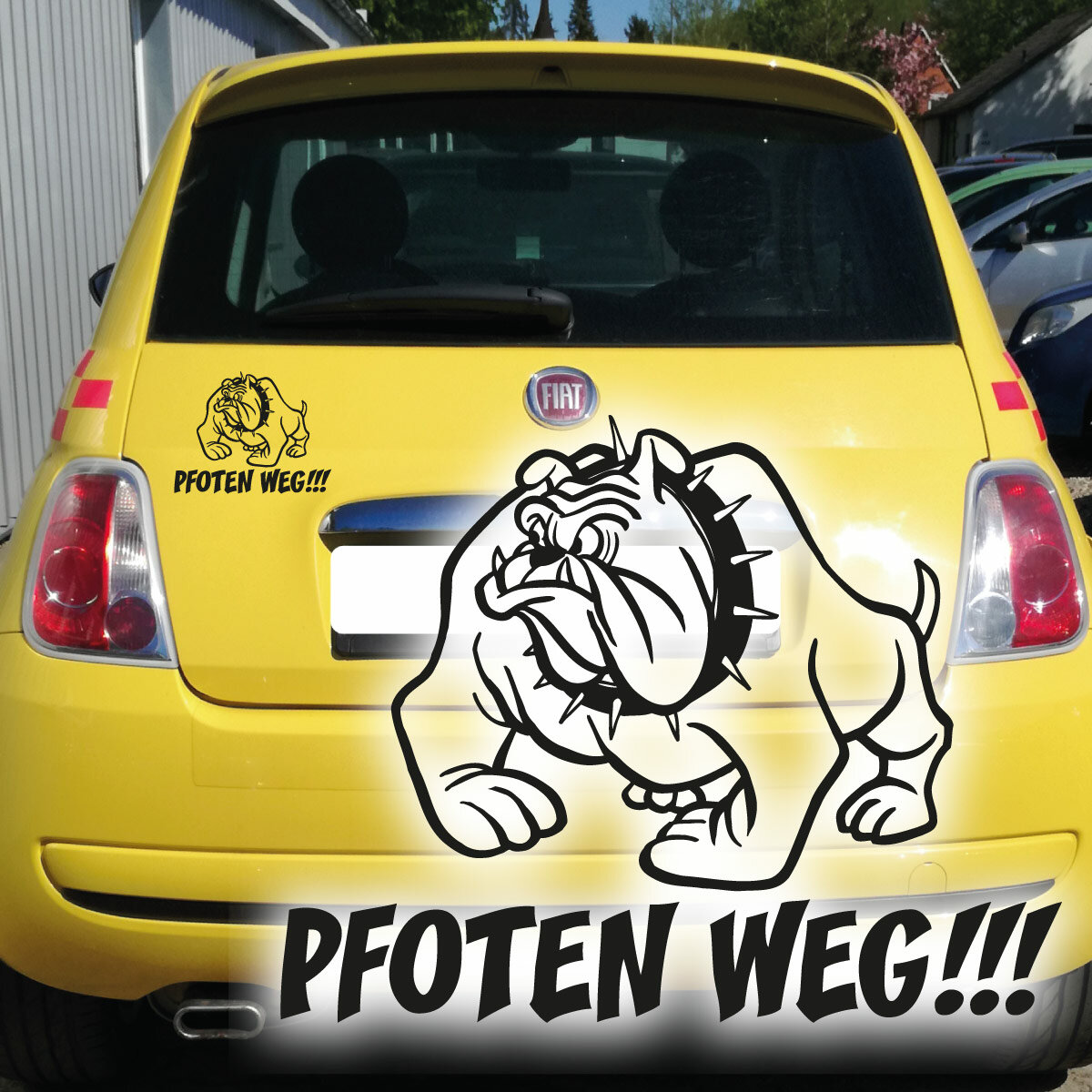 Bulldogge Aufkleber Auto PFOTEN WEG Fun Comic Tattoo