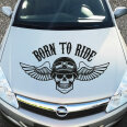 Skull Biker BORN TO RIDE Totenkopf Aufkleber Motorhaube