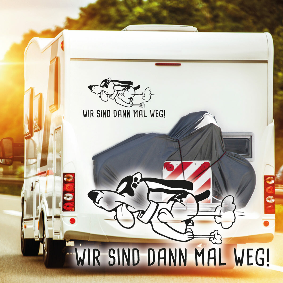 Wohnmobil Aufkleber Hund Wir sind dann mal weg Auto Womo