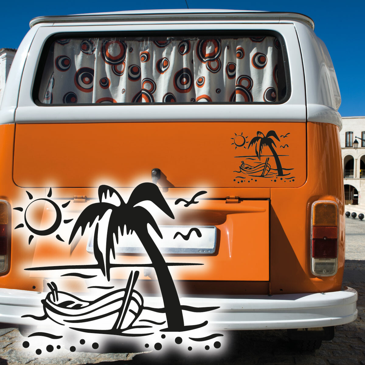 Mini Auto Aufkleber Urlaub Sommer Holliday Sonne Strand Meer Palme