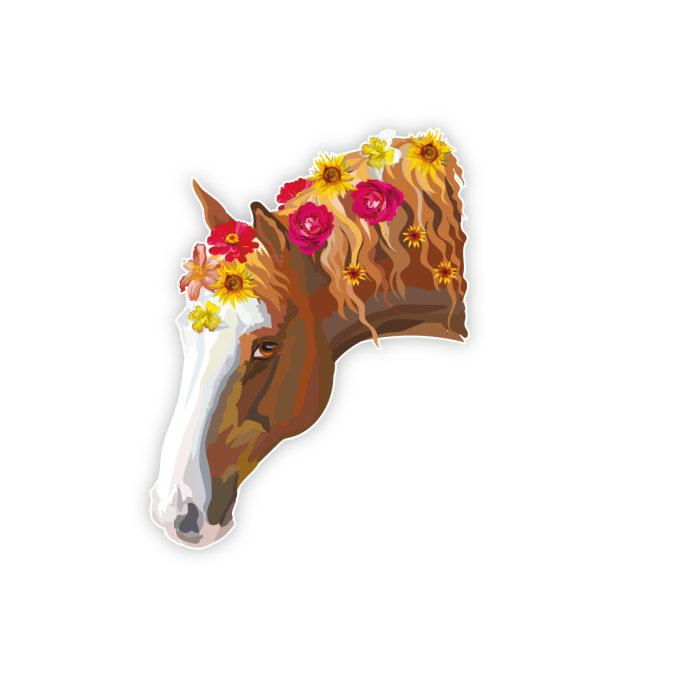 Pferd Blumen Türaufkleber Kinderzimmer Türtattoo