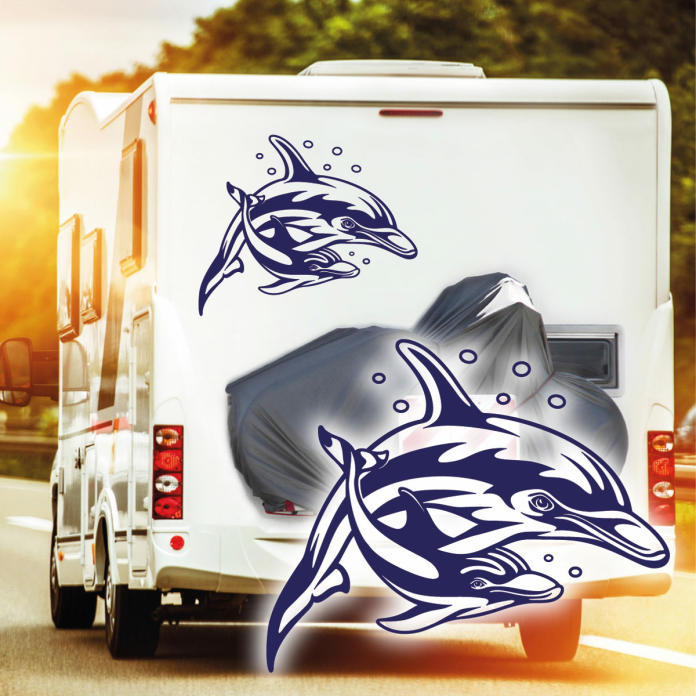 Wohnmobil Aufkleber Reisemobil Wohnwagen Delfin mit Baby