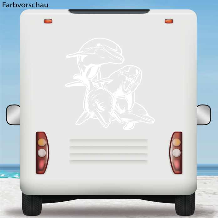 Wohnmobil Aufkleber Caravan Wohnwagen Delfin Familie