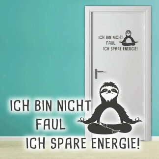 T&uuml;raufkleber B&uuml;ro Faultier Ich spare Energie...