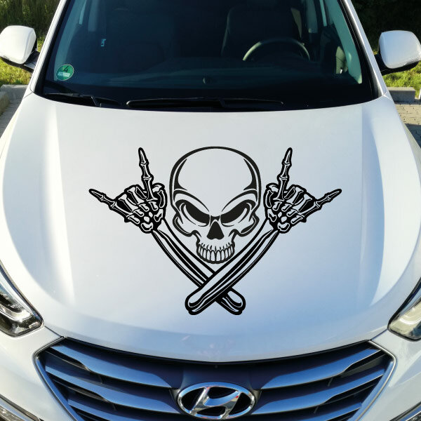 KLEBEKÖNIG - Totenkopf Autoaufkleber - Totenschädel Skull Skelett Rock n  Roll Auto-Aufkleber Heckscheibe Auto Aufkleber Motorhaube Sticker  Heckscheibe