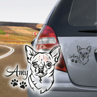 Hundeaufkleber Chihuahua Kurzhaar Name Auto Aufkleber
