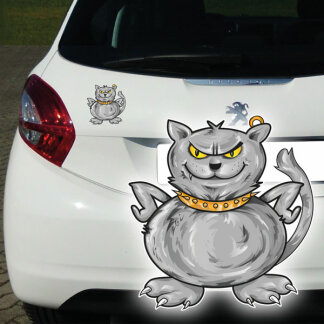 Autoaufkleber w&uuml;tende Katze Auto Aufkleber Sticker...