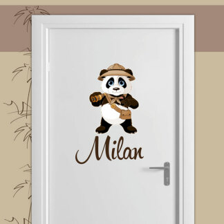 Türaufkleber Panda Safari Wunschname Kinderzimmer