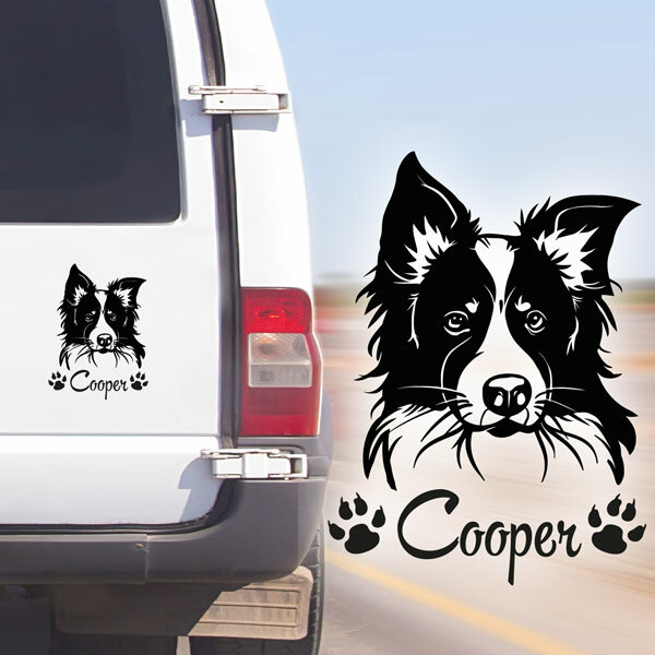 Hundeaufkleber Border Collie und Wunschname