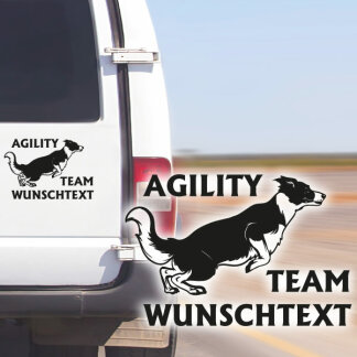 Hundeaufkleber Agility Border Collie Wunschtext Auto...